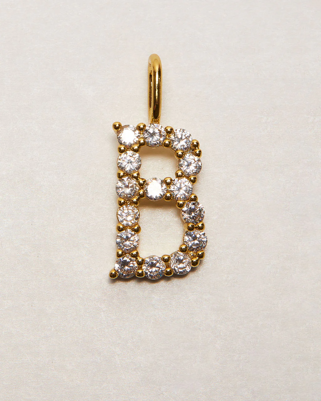 Initial Letter 14k Plated Rhinestone Charm