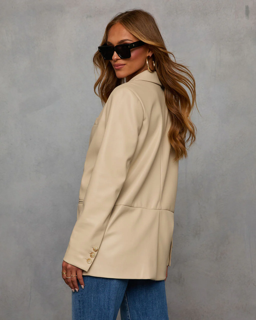 Don't Wait Up Leather Blazer