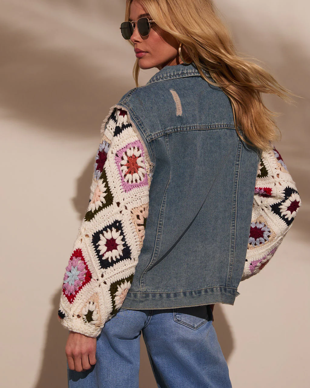 Alek Crochet Sleeve Denim Jacket