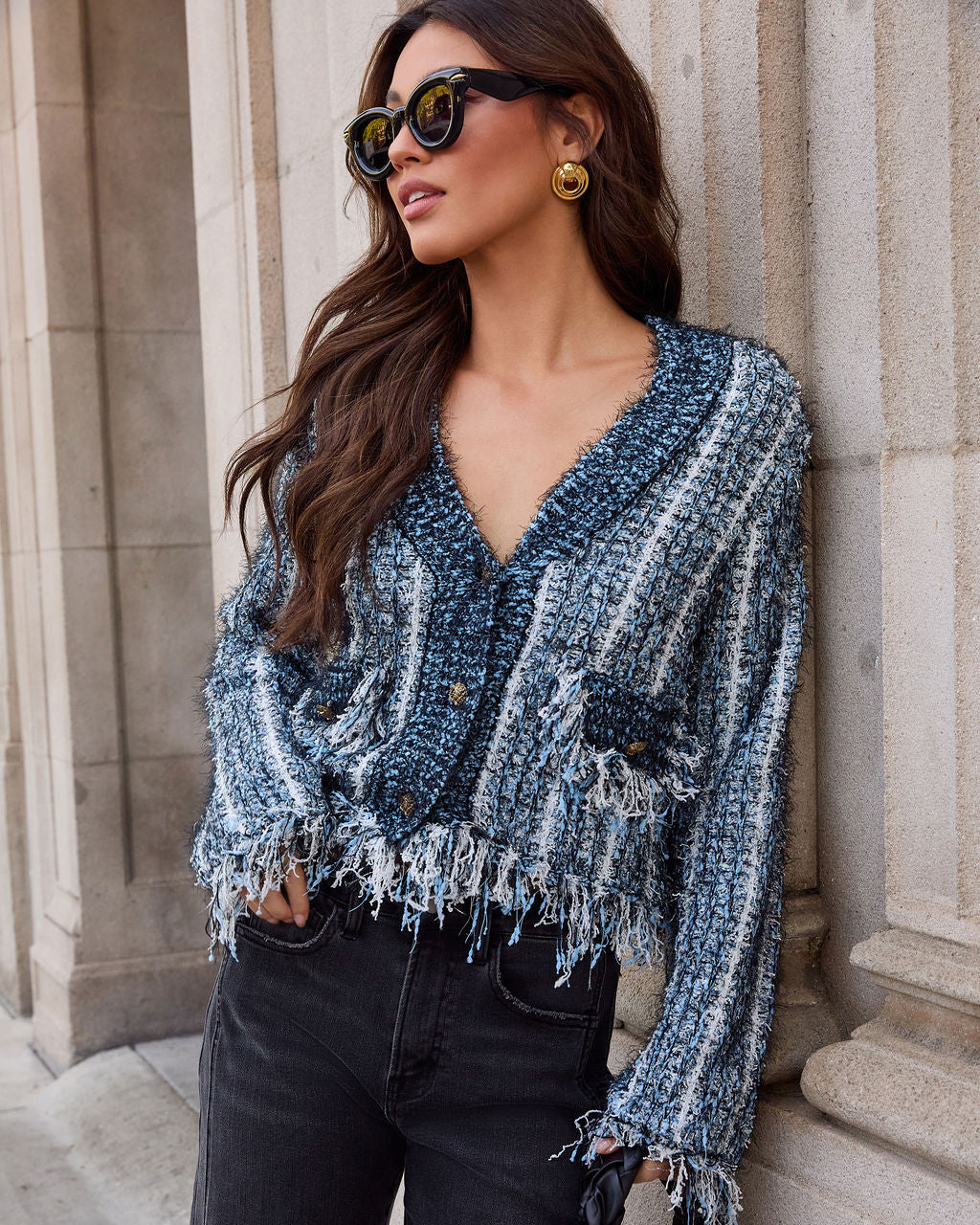 Sarahphina Cropped Fringe Cardigan