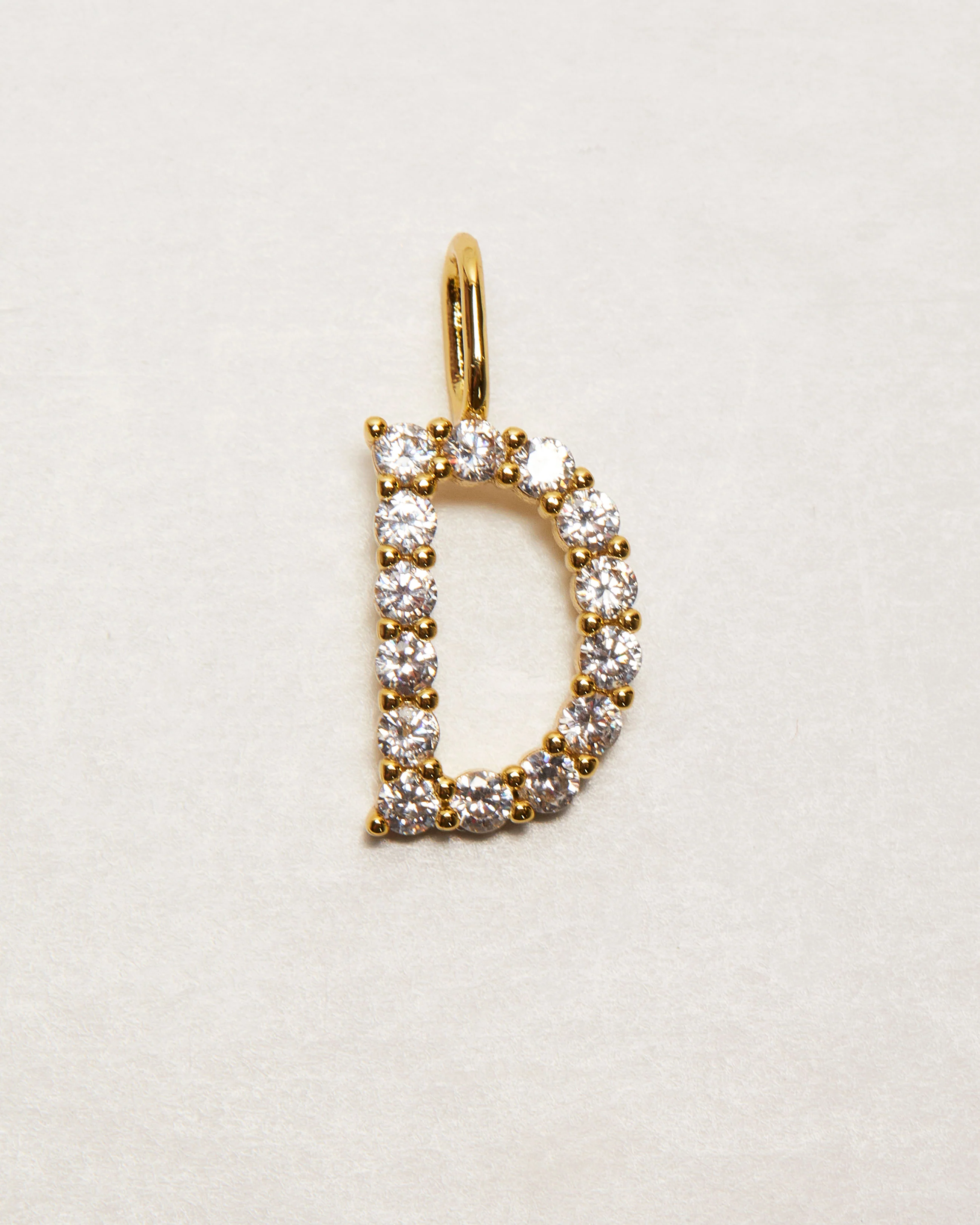 Initial Letter 14k Plated Rhinestone Charm