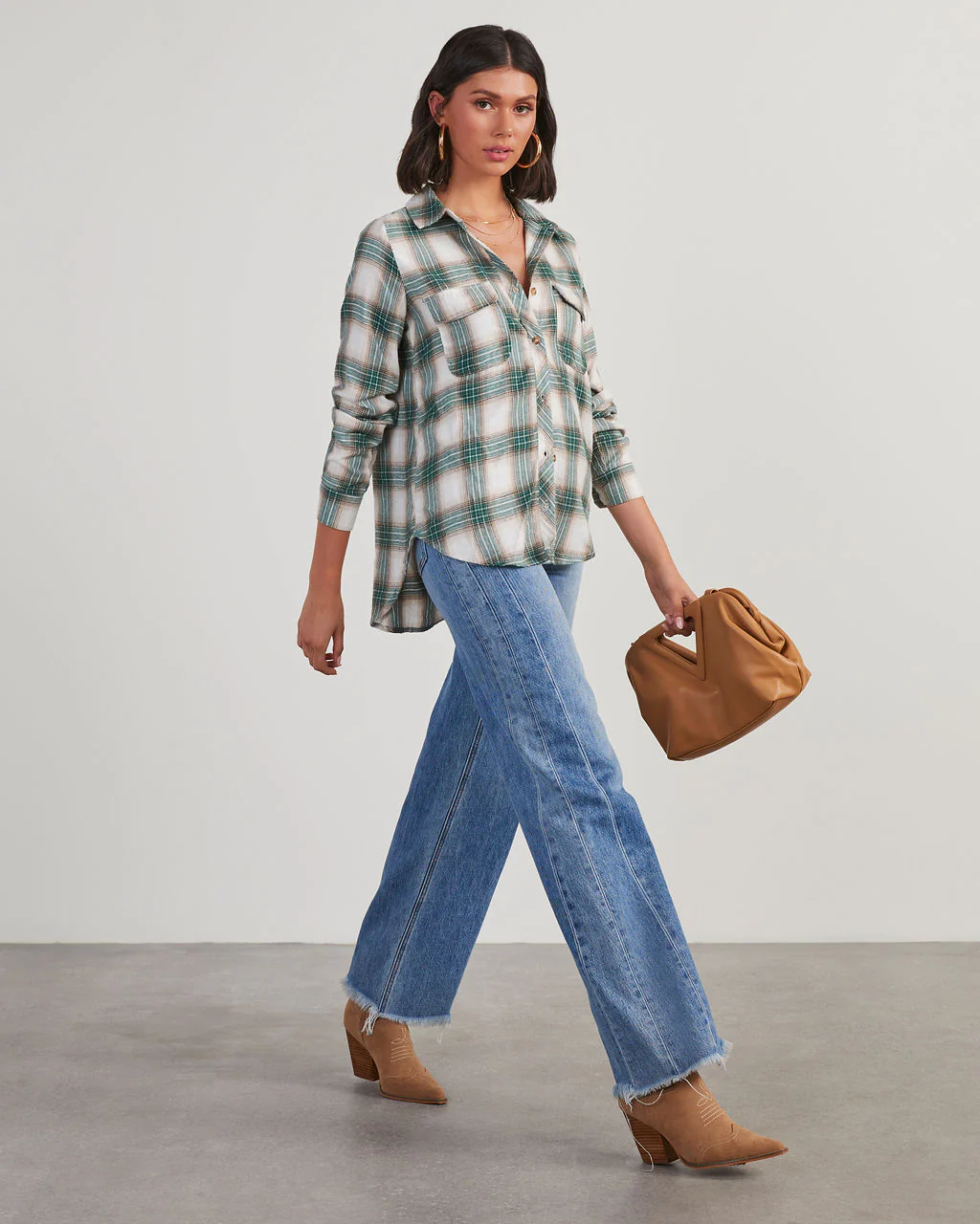 Bennett Plaid Utility Button Down Top