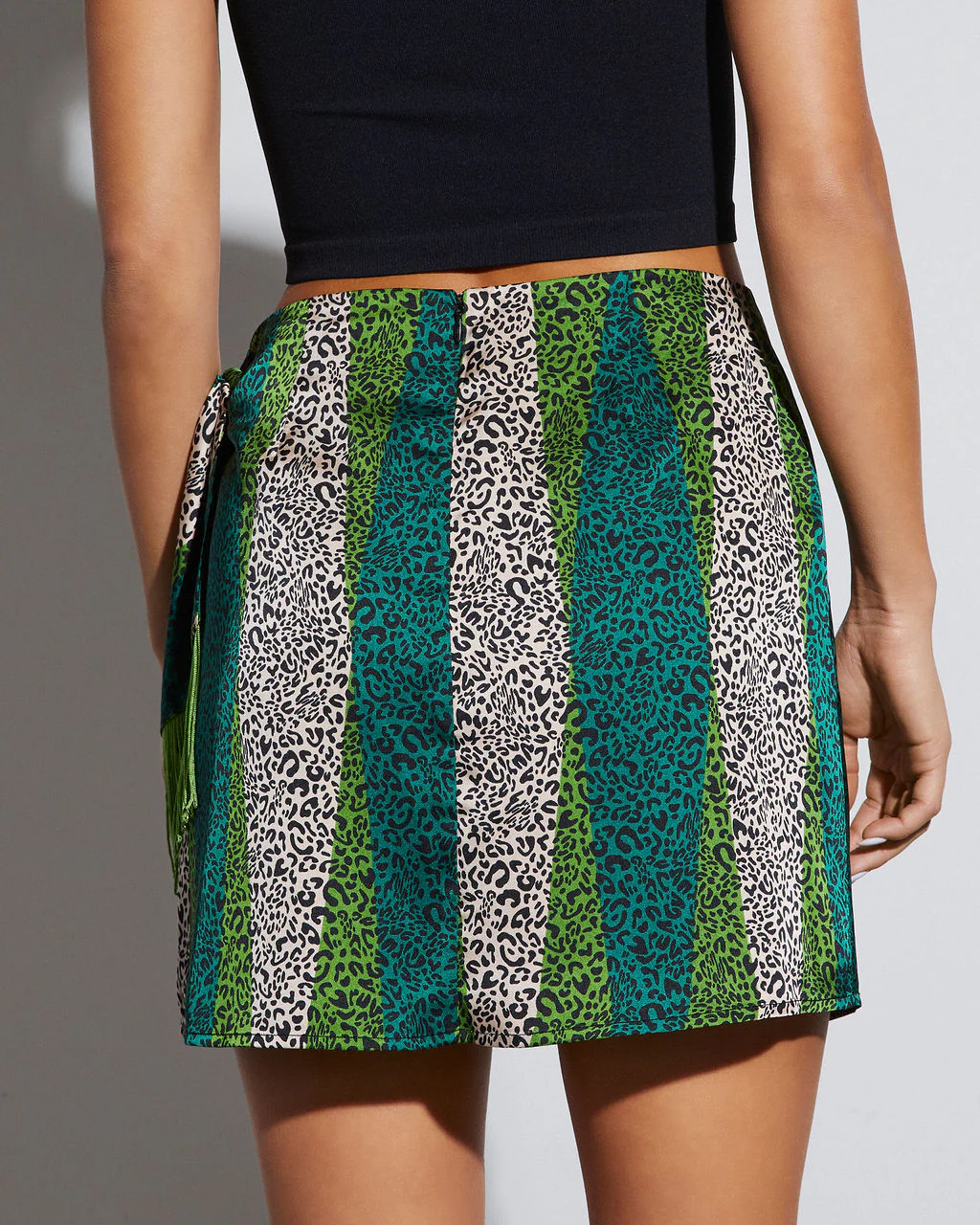 Bassett Satin Faux Wrap Mini Skirt