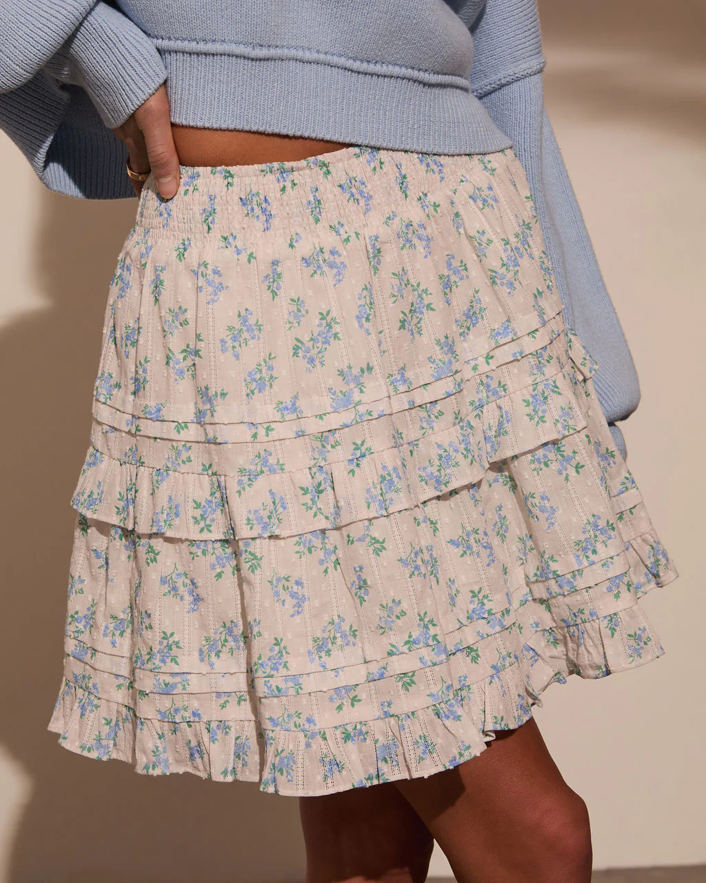 Elderflower Ruffle Floral Mini Skirt