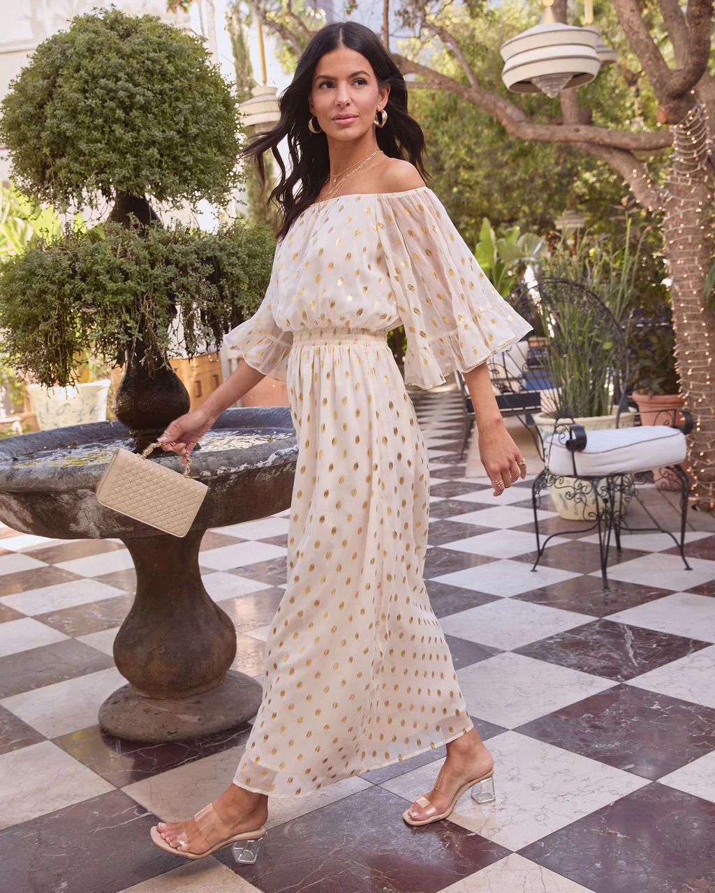 Parson Chiffon Off Shoulder Midi Dress