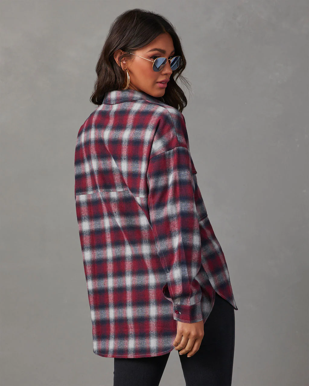 Petaluma Cotton Blend Plaid Button Down Top
