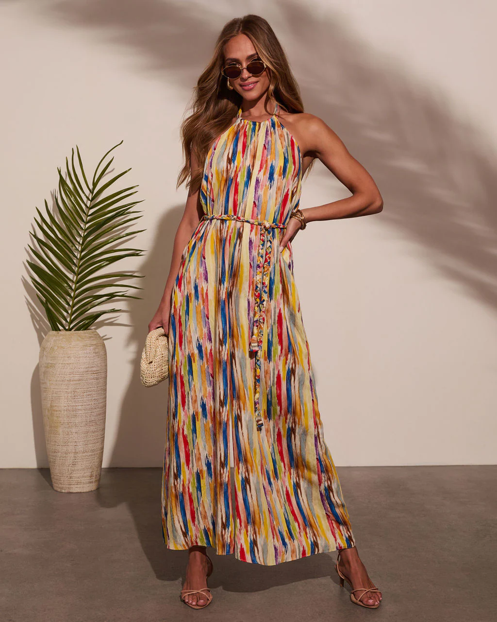 Magic Hour Halter Waist Tie Jumpsuit