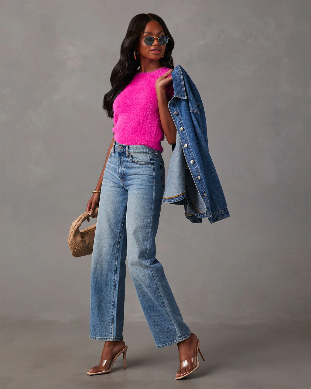 Emanuelle Fuzzy Short Sleeve Sweater Top