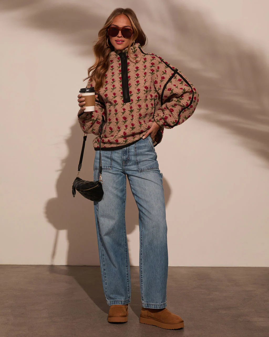 Pauleen Floral Quarter Zip Sweatshirt