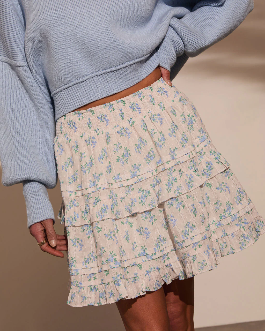 Elderflower Ruffle Floral Mini Skirt