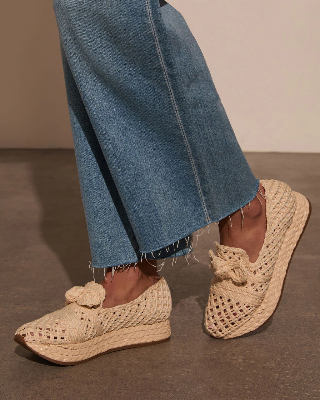Lyla Straw Platform Bow Sneaker