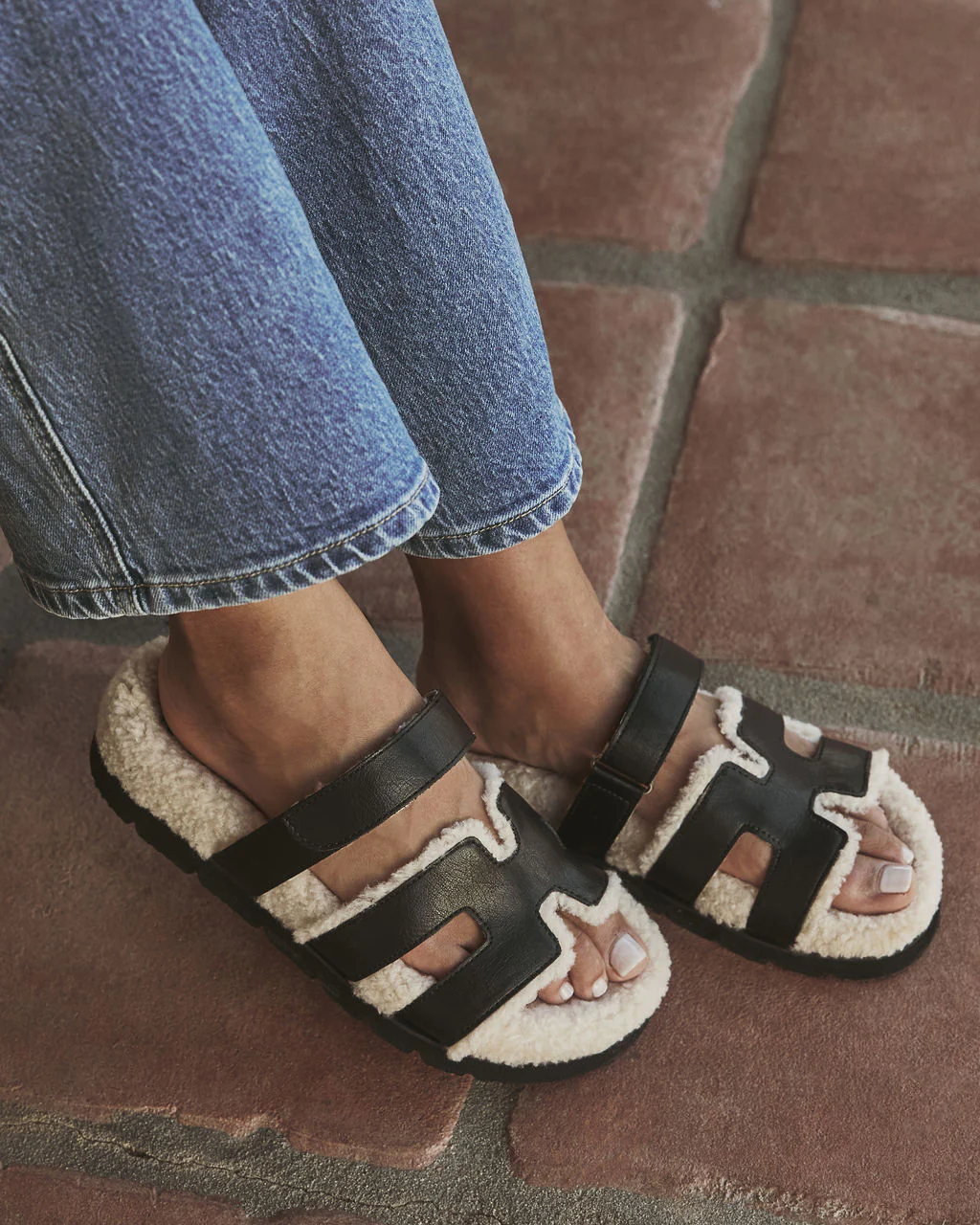 Adelene Sherpa Lined H-Strap Sandal