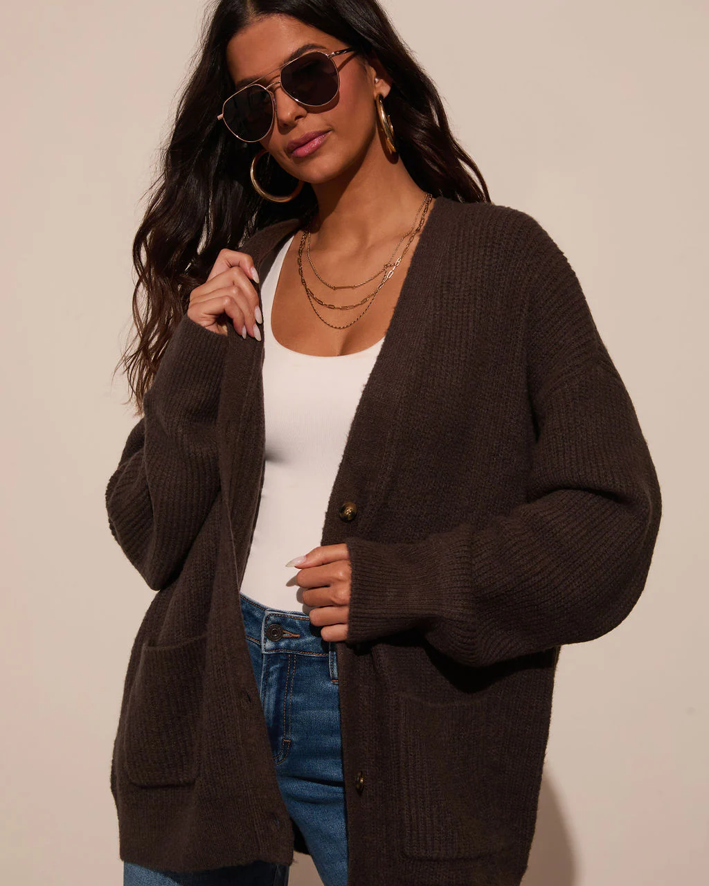 Warm Latte Oversized Cardigan
