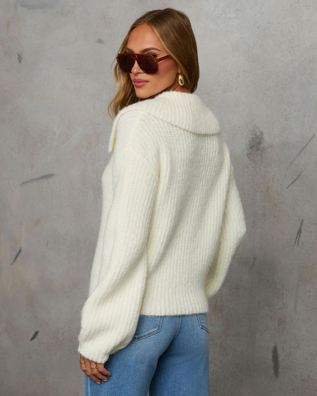 Cozy Glow Ribbed Wide Collar Sweater