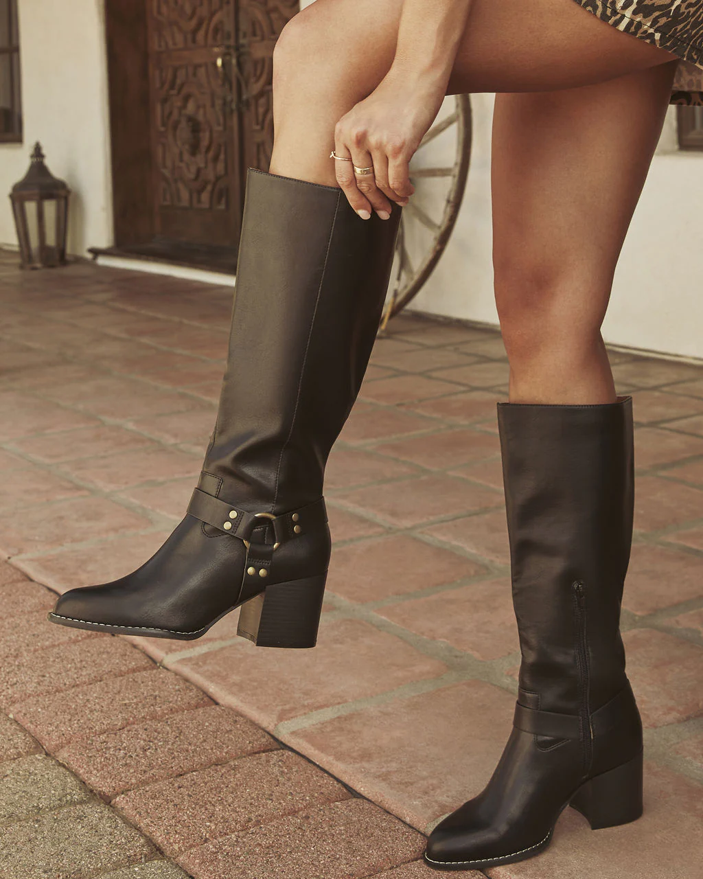 Scenic Route Western Buckle Knee High Boots