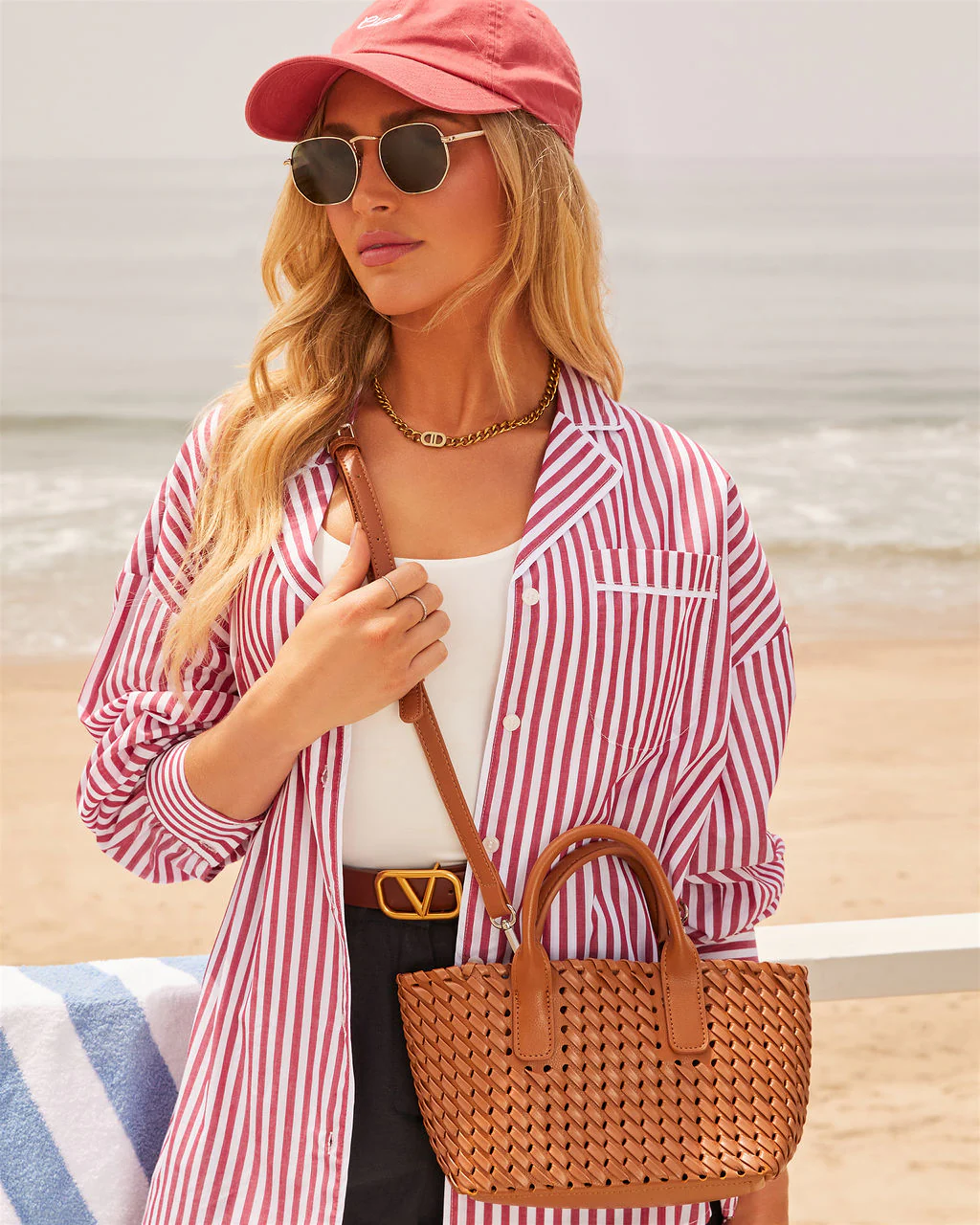 Picnic Date Woven Top Handle Tote Bag