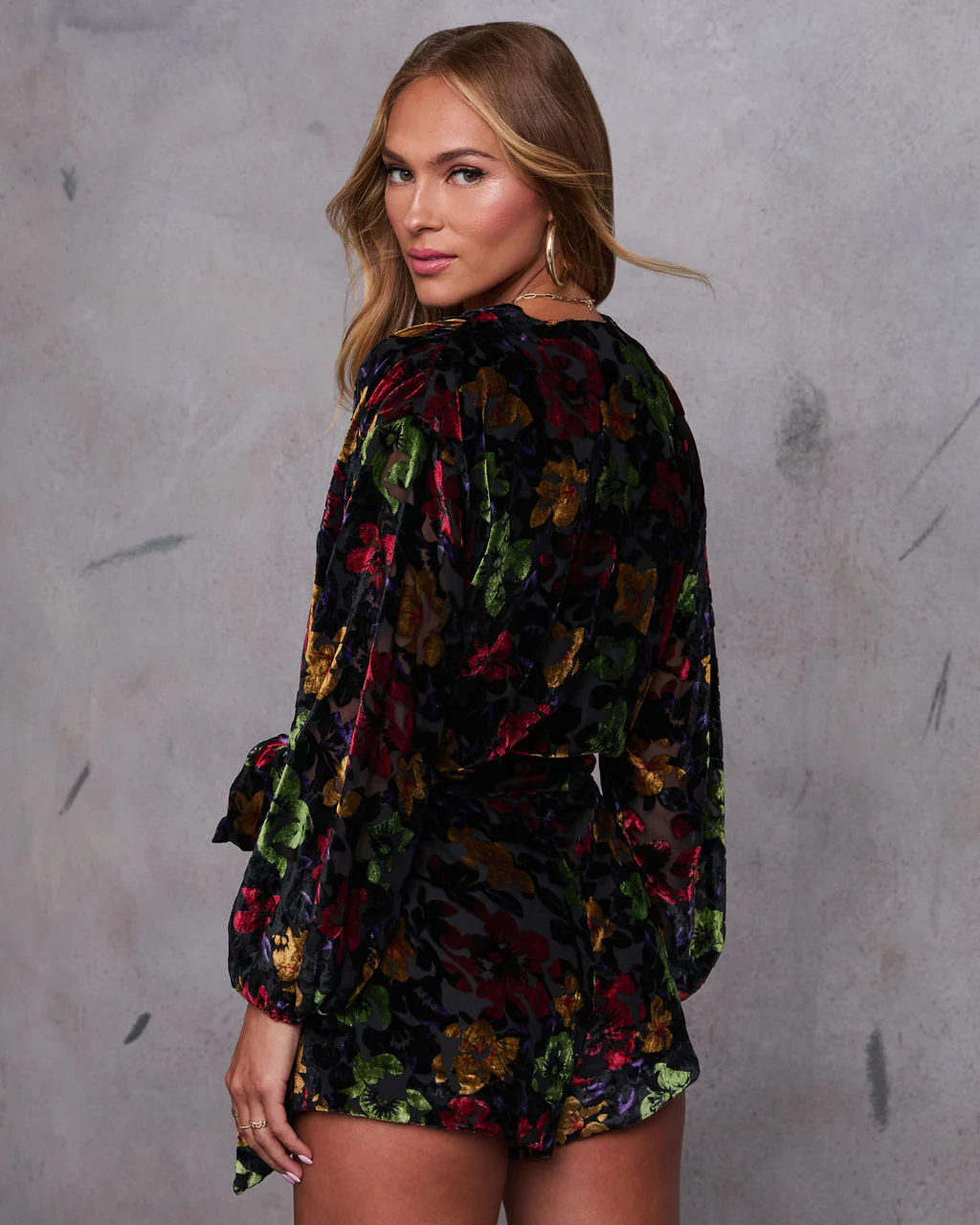 Come On Over Wrap Tie Velvet Romper