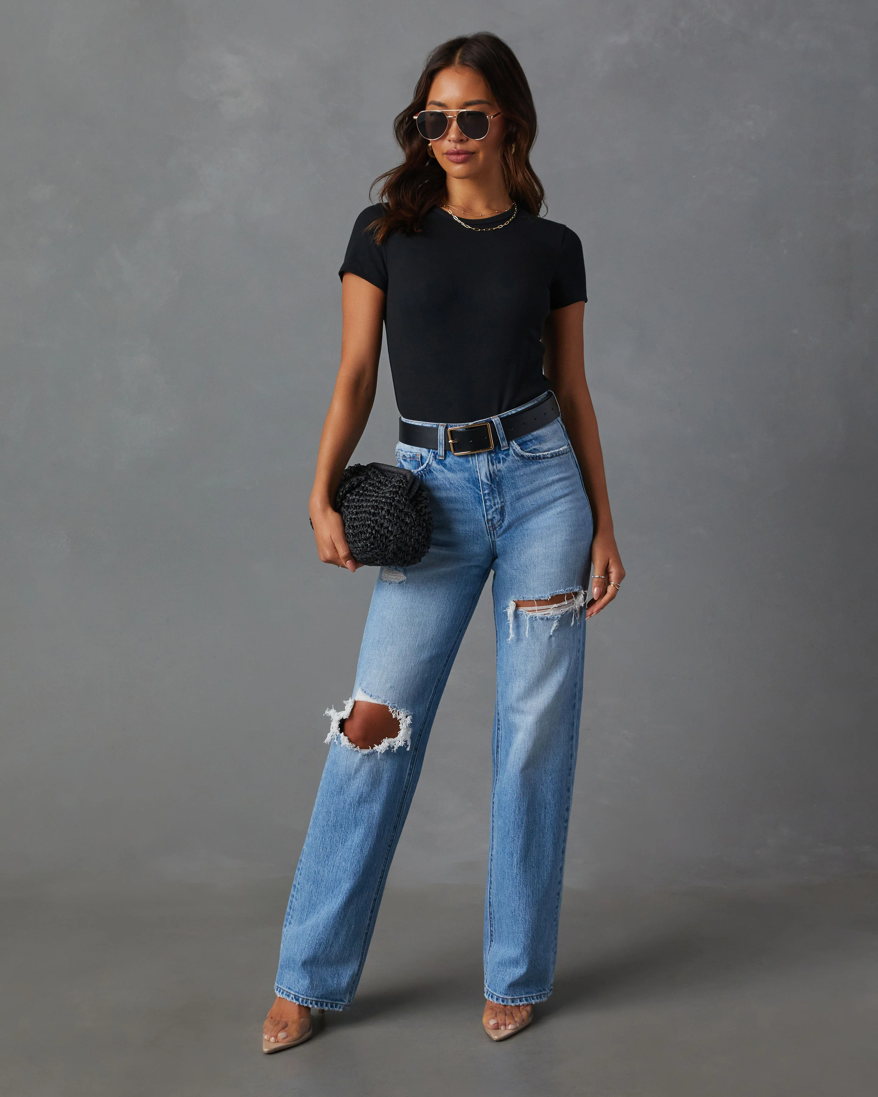 Sequoia 90s Fit Distressed Straight Leg Jeans