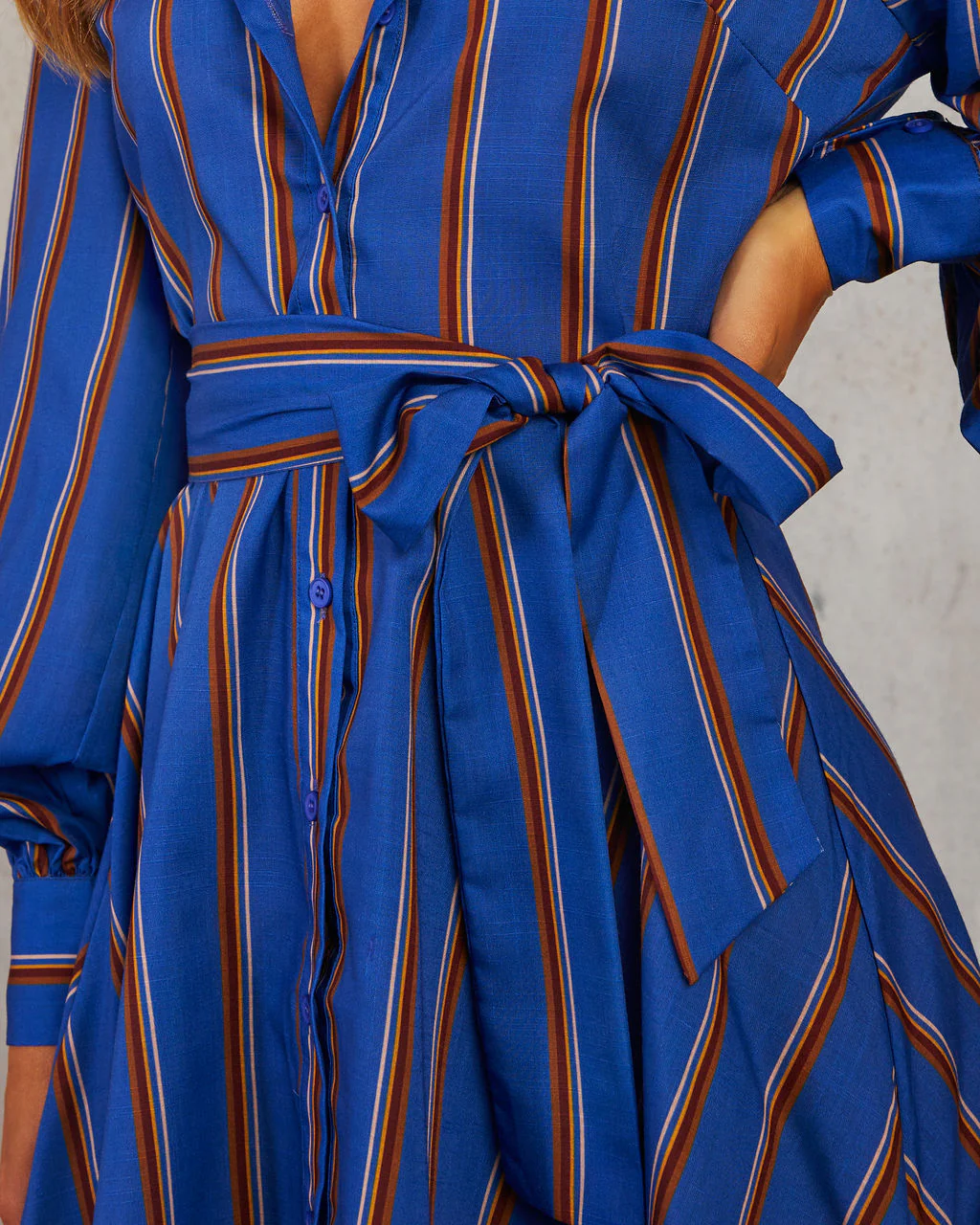 Windsor Striped Waist Tie Mini Dress
