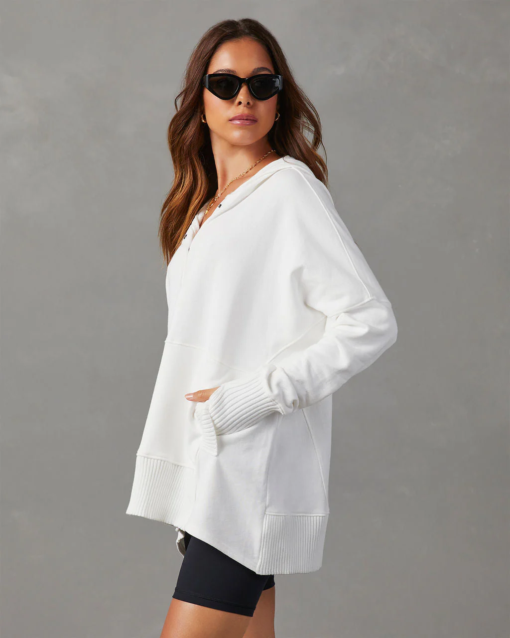 Mindful Cotton Pocketed Henley Hoodie