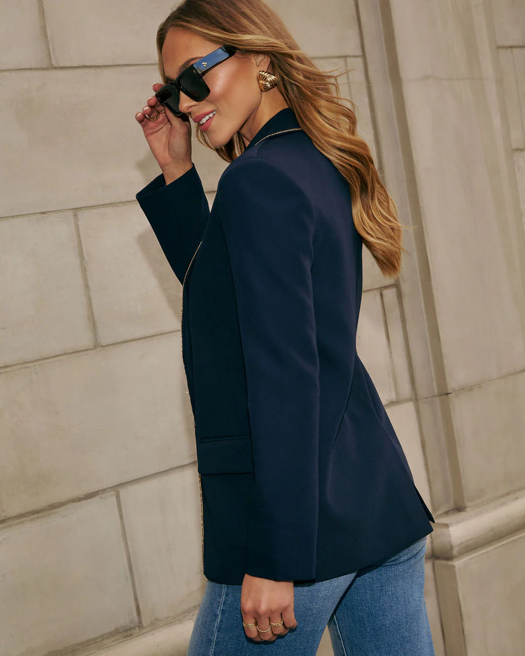 Edina Chain Trim Structured Blazer