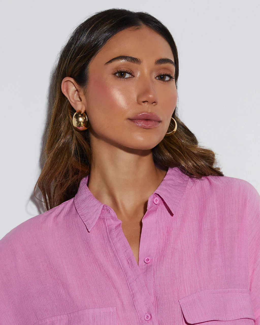 Romy Wide Hammered Hoop Earrings