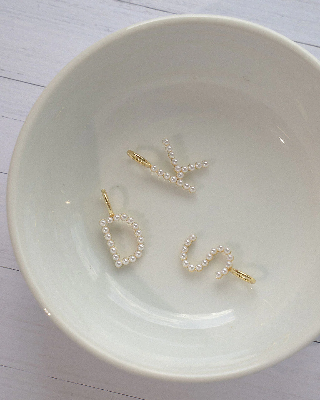 Pearl Letter 14k Plated Charm