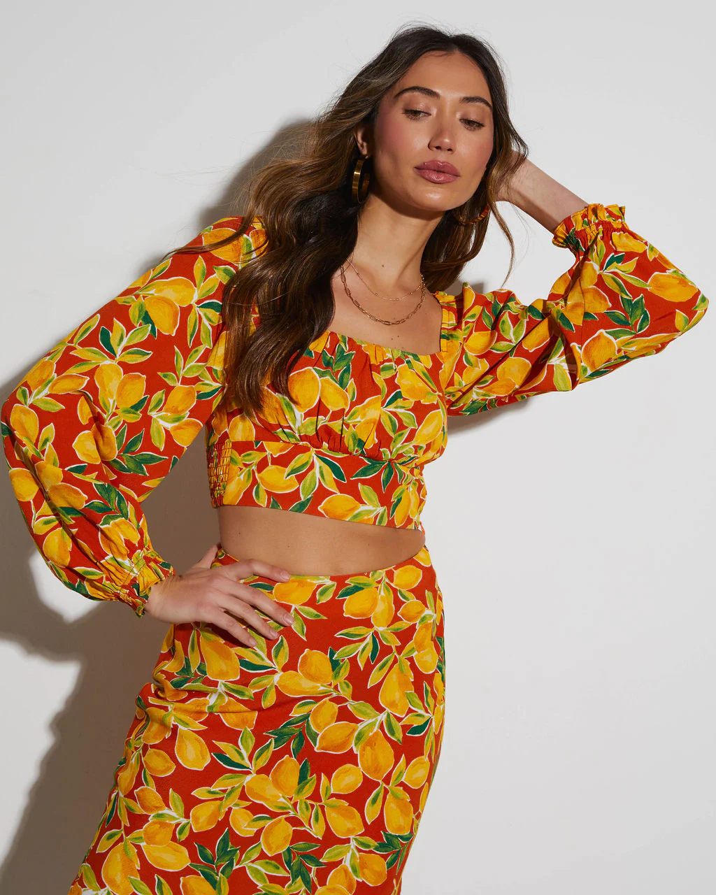 Lemon Spritz Long Sleeve Crop Top