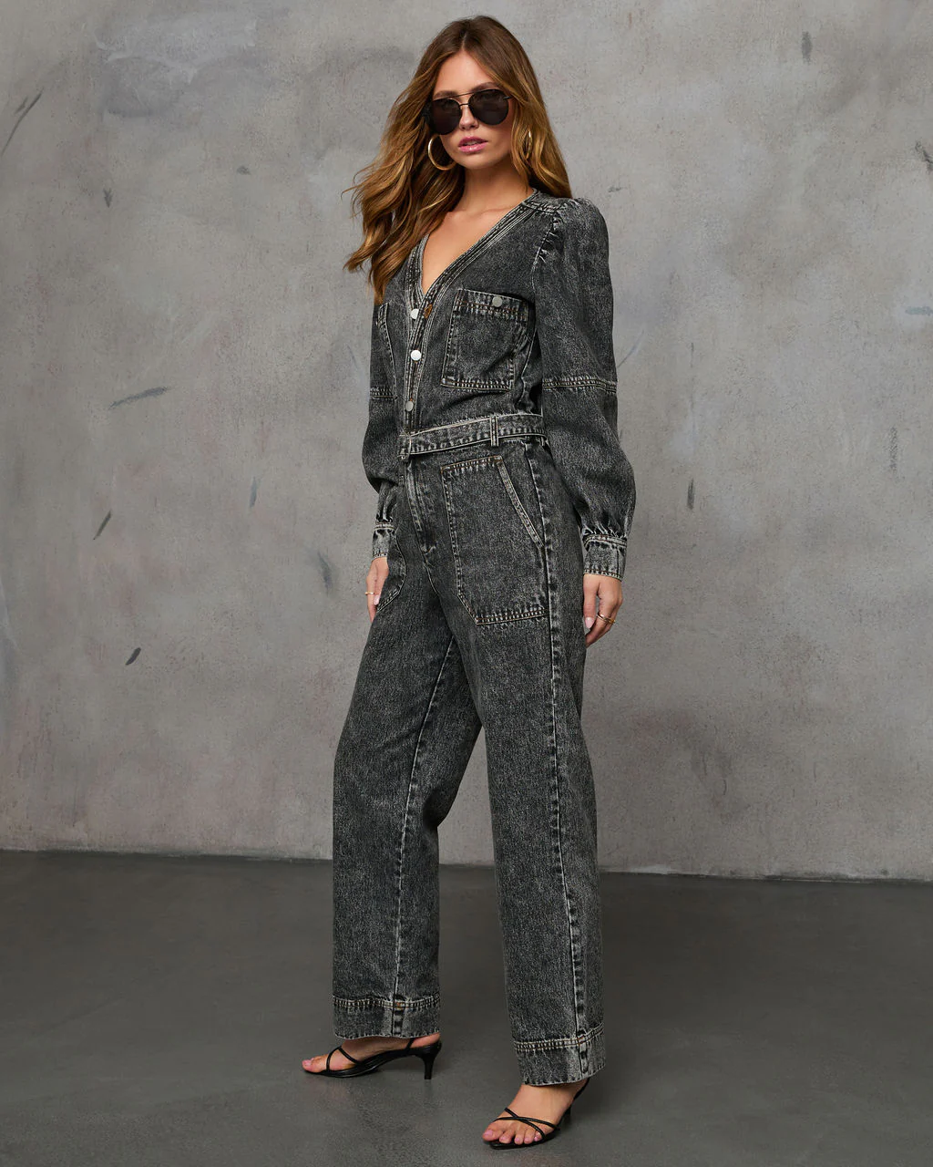 Westward Trails Belted Denim Jumpsuit