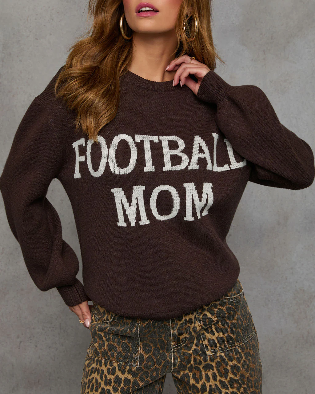 Football Mom Knit Pullover Sweater
