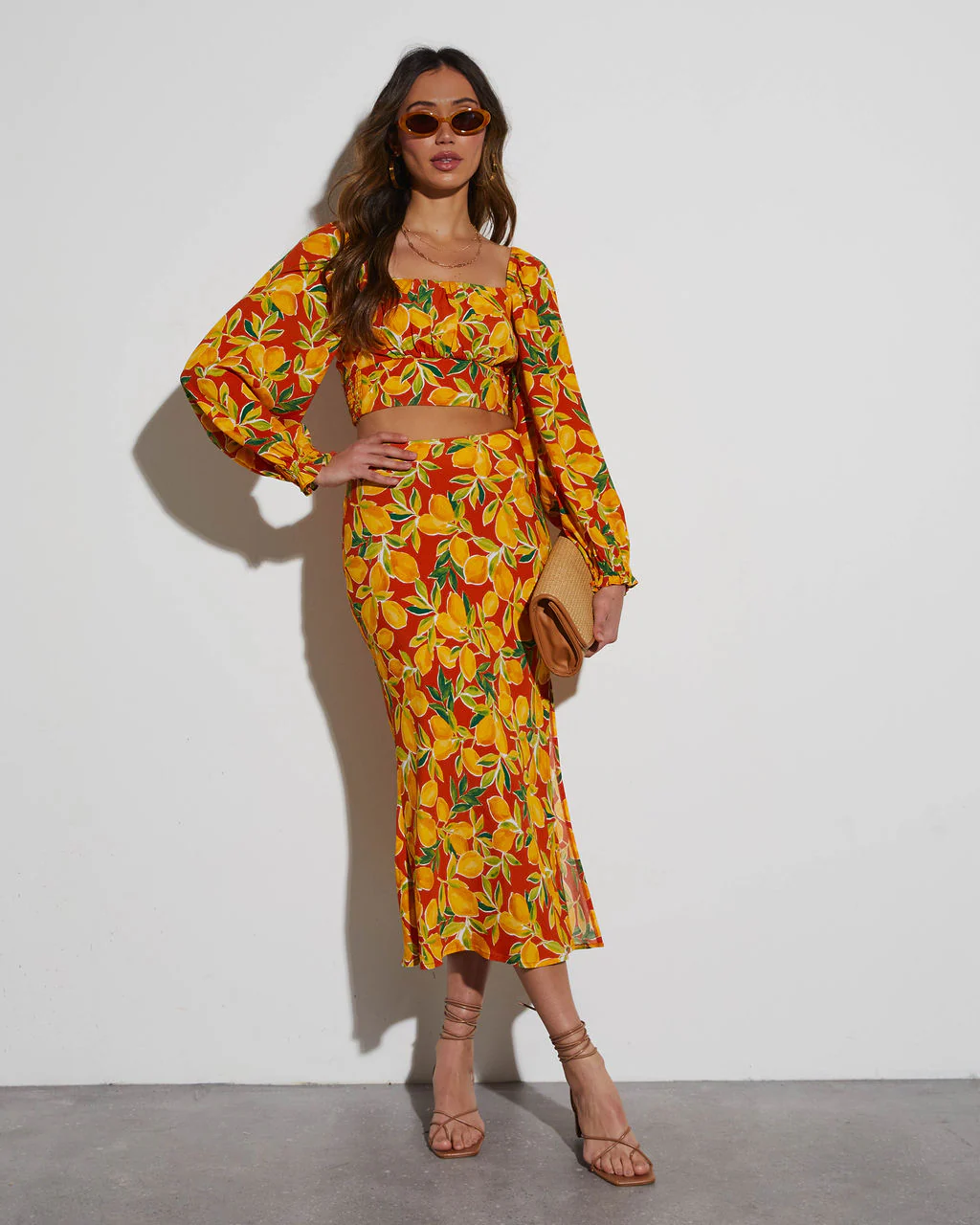 Lemon Spritz Long Sleeve Crop Top