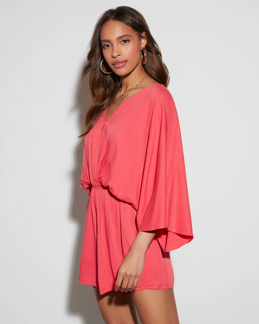 Lorena V-Neck Fitted Waist Romper