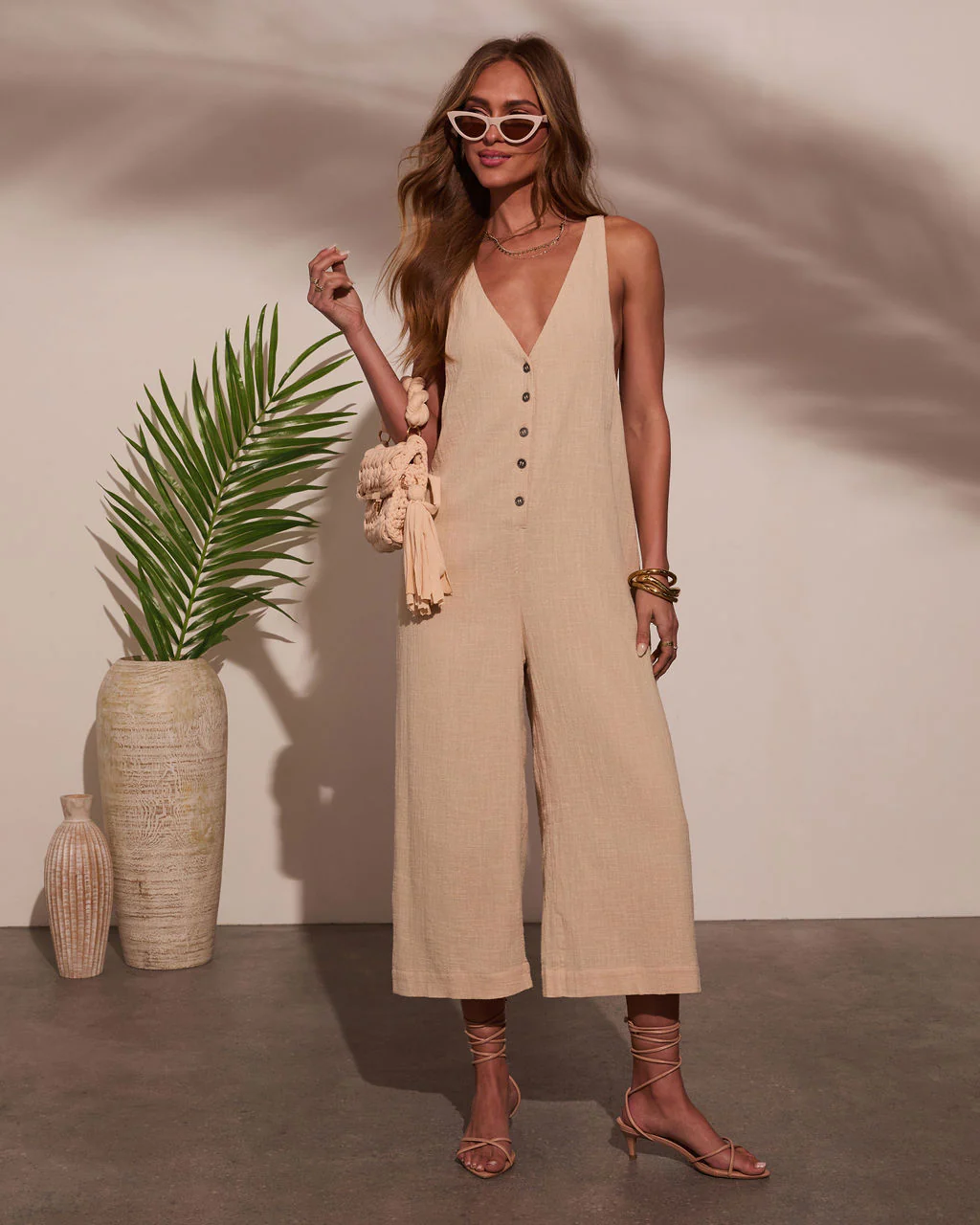 Dune Dreams Gauze Button Down Jumpsuit