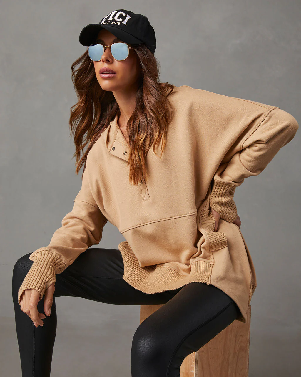 Mindful Cotton Pocketed Henley Hoodie