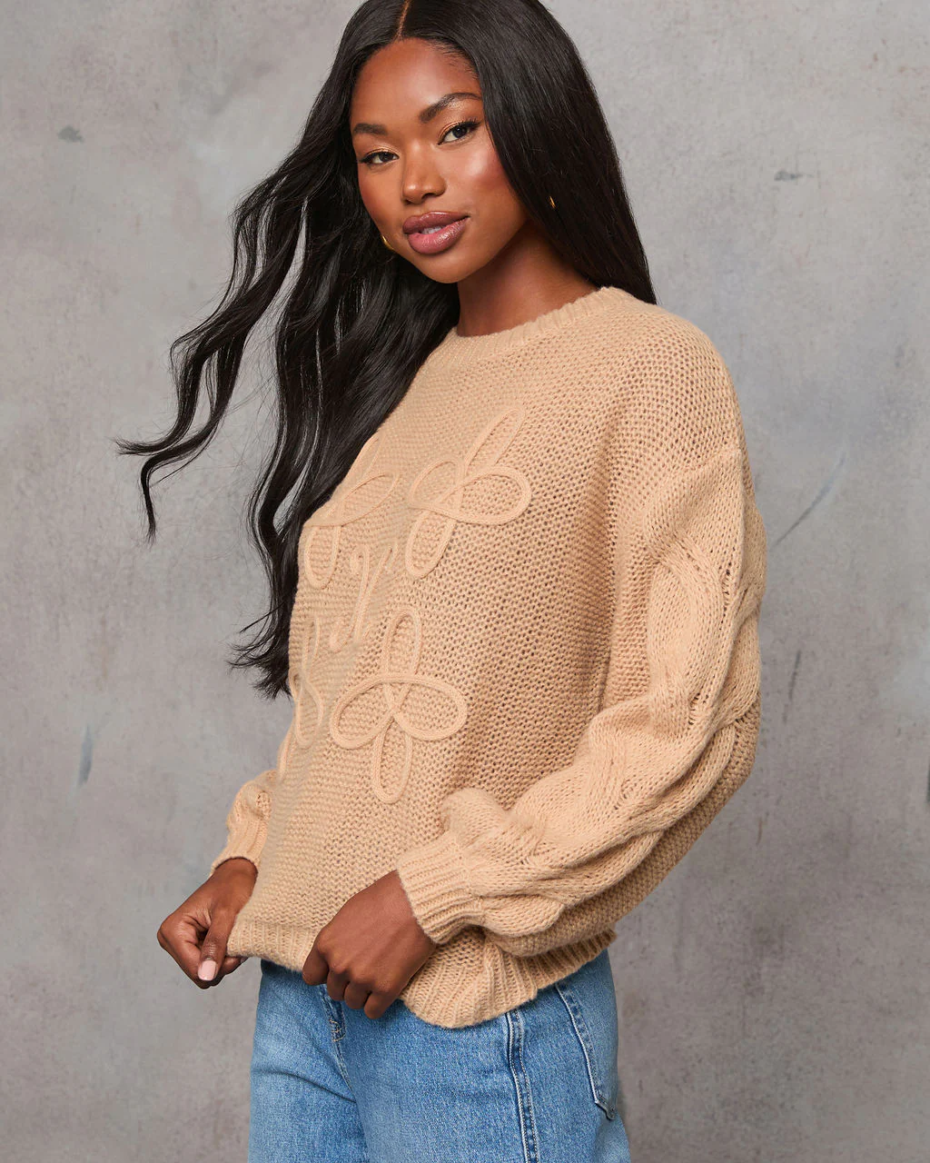 Natalee Embroidered Crew Neck Sweater