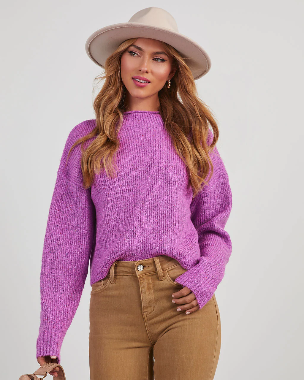Sarabeth Mock Neck Knit Sweater
