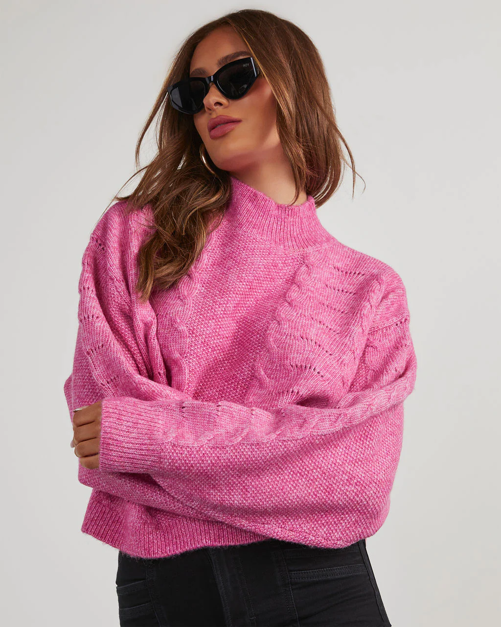Marisse Mock Neck Knit Sweater