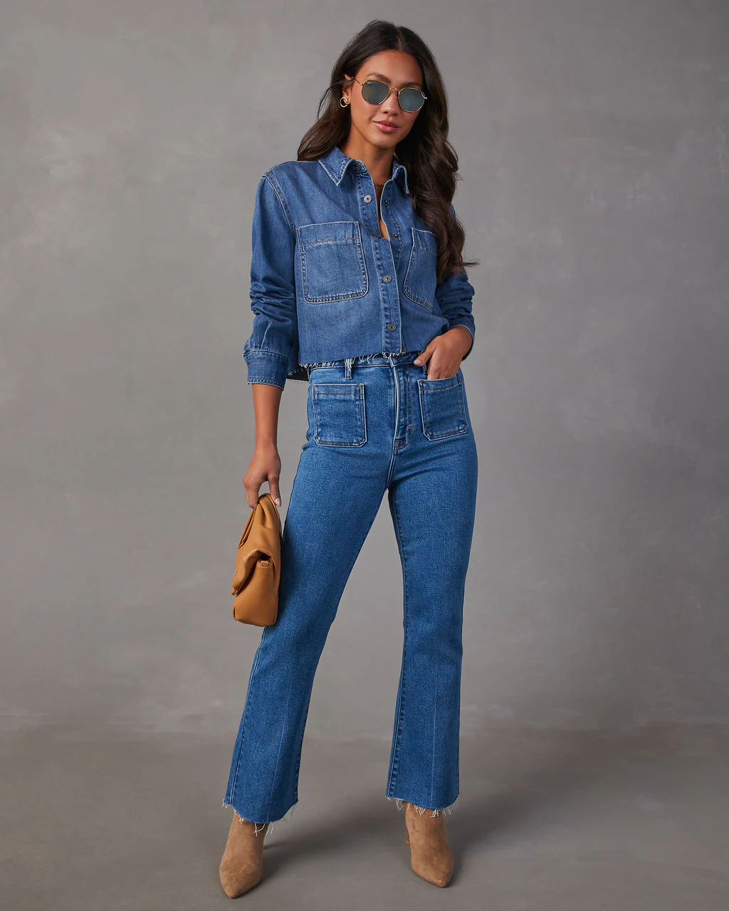 Casual Times High Rise Cropped Flare Jeans