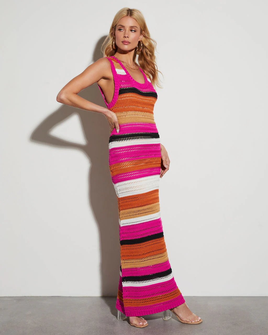 Luisa Striped Crochet Maxi Dress