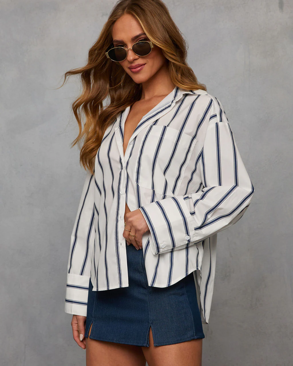 Chill Mode Collared Button Down Top