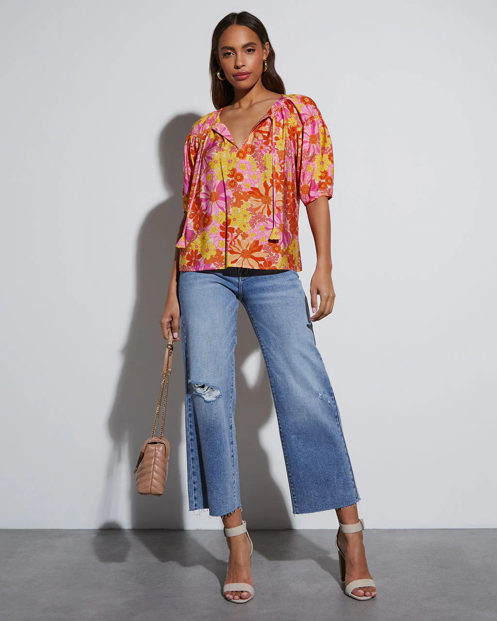 Tropical Escape Floral Short Sleeve Blouse