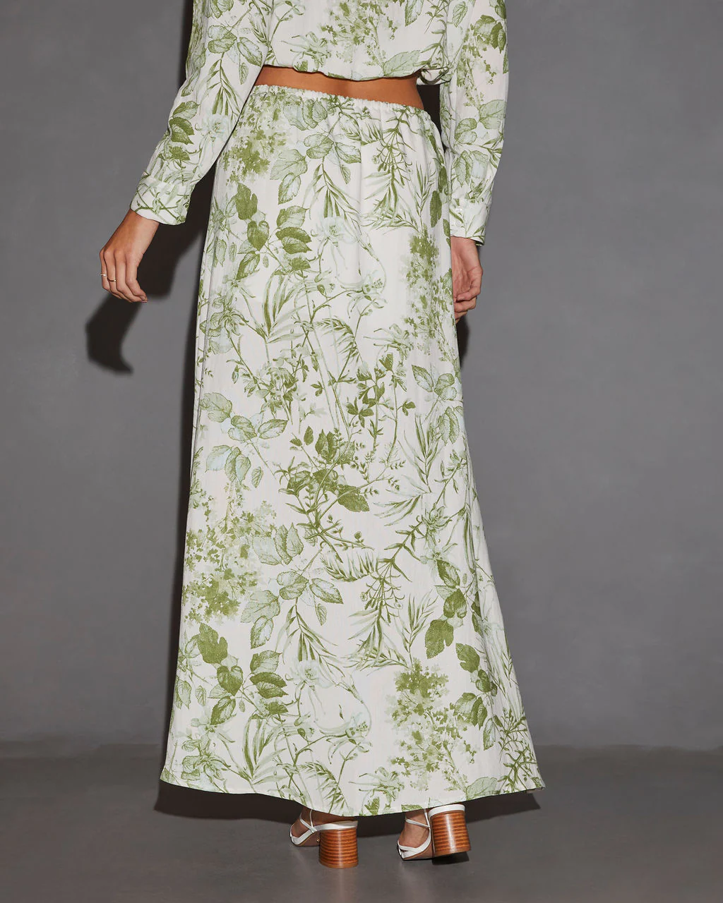 Kai Front Slit Drawstring Printed Maxi Skirt