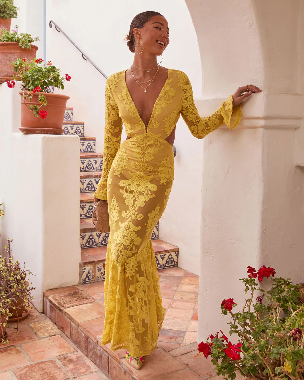 Jodie Cut Out Mesh Maxi Dress