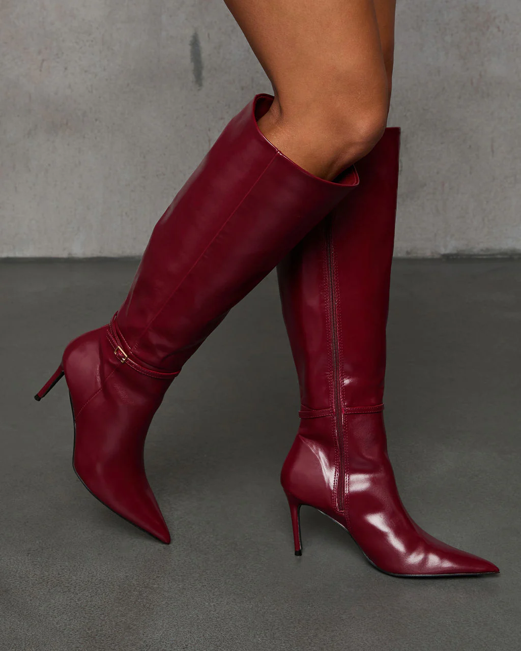 Violetta Patent Leather Heeled Knee High Boots