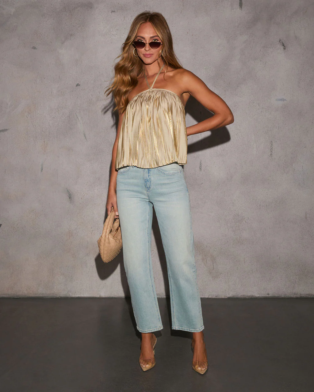 Its Her Moment Pleated Halterneck Top