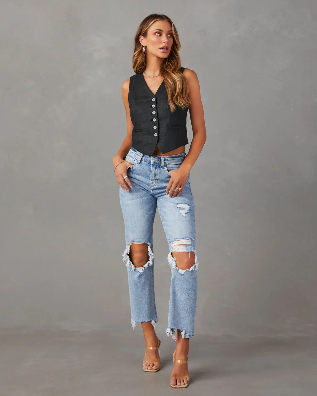 Jolee High Rise Distressed Cropped Jeans