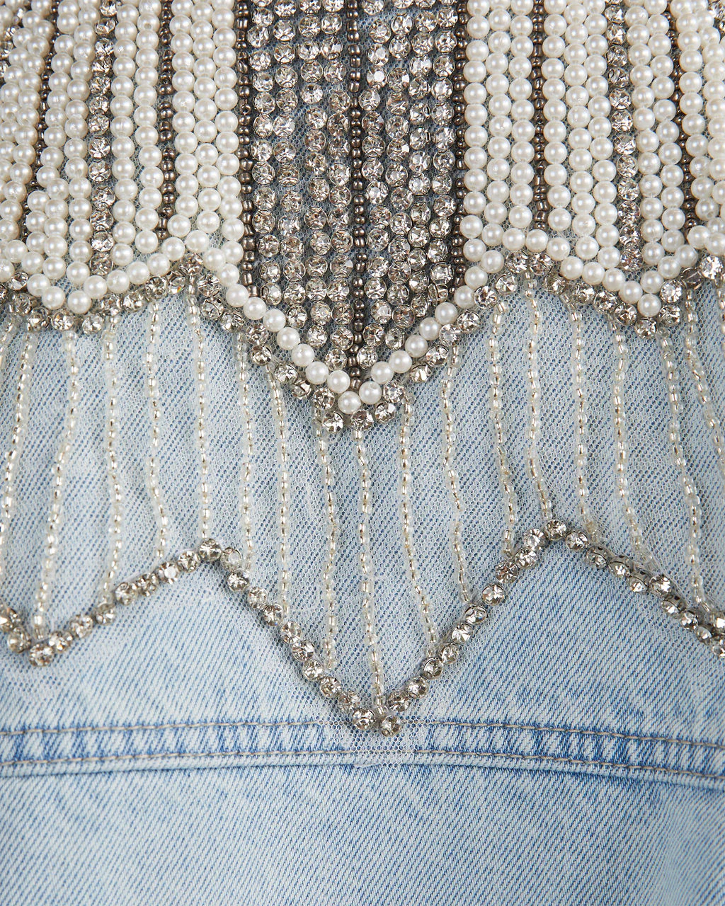 Delanie Pearl & Rhinestone Denim Jacket