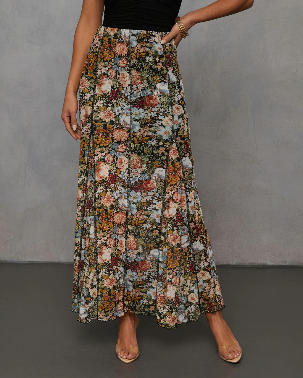 Gracie Mesh Floral Maxi Skirt
