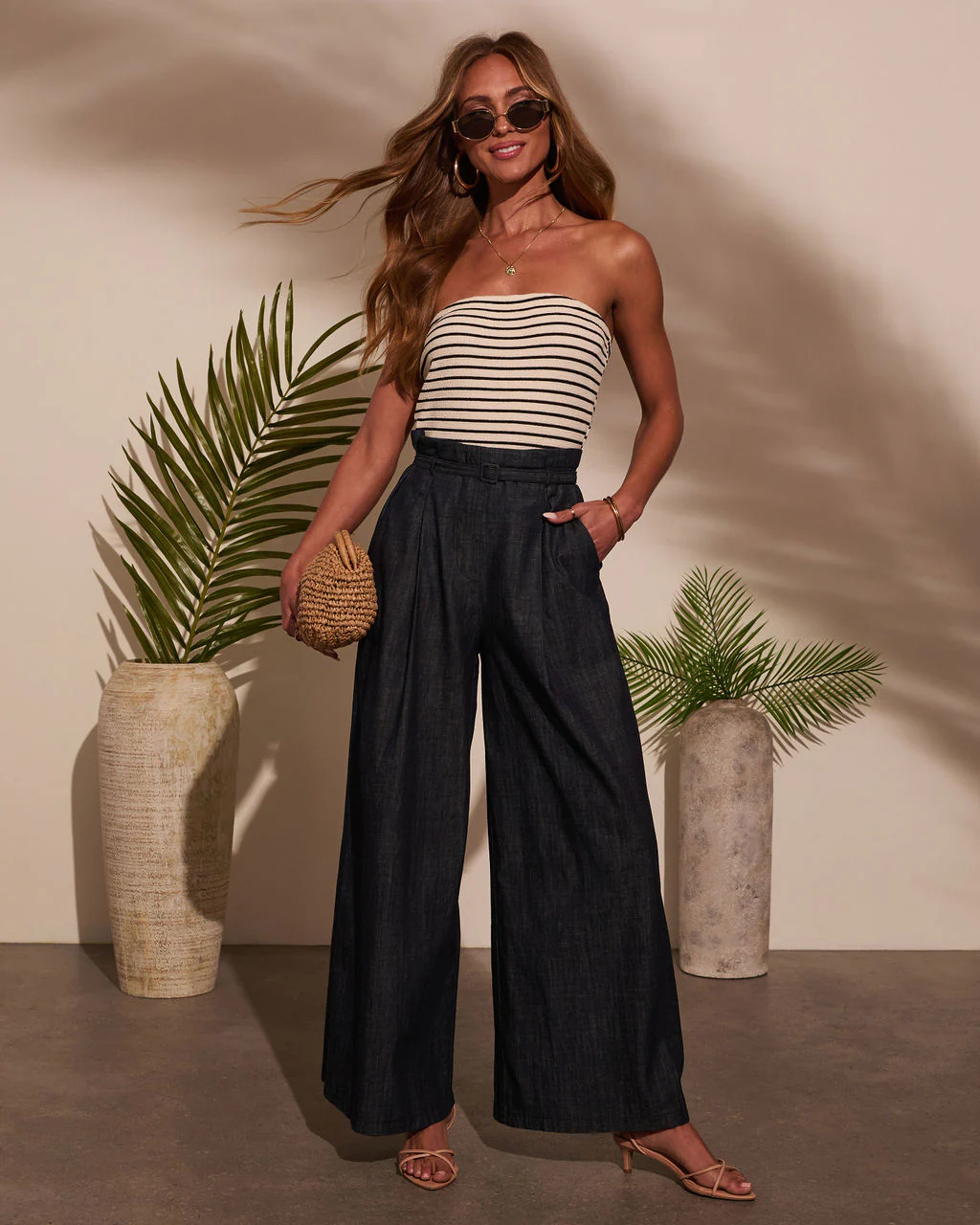 Jovanni Strapless Belted Jumpsuit
