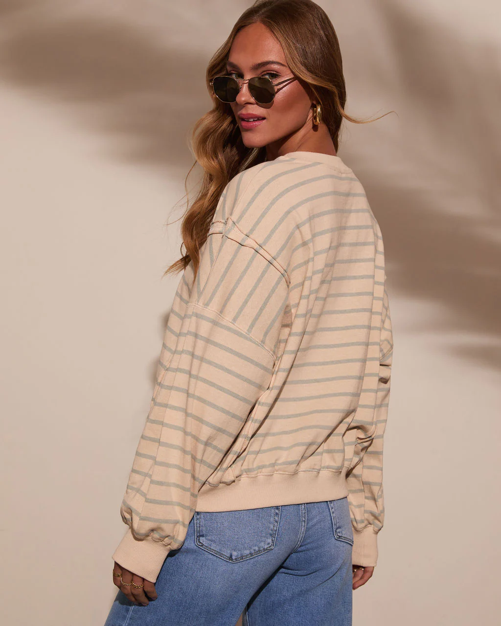 Classic Feel Striped Oversized Sweatshirt